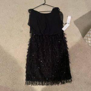 Fabulous LBD sheer with fringe and sequins skirt!